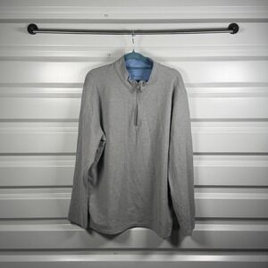 MIZZEN+MAIN Mens Large Grey Quarter Zip Long Sleeve Pullover Sweater